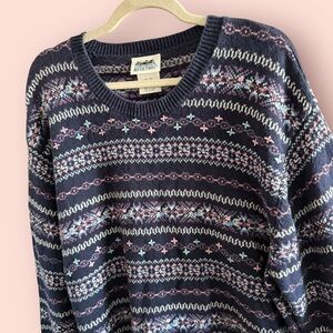 Vintage Northern Reflections Embroidered Nordic Sweater